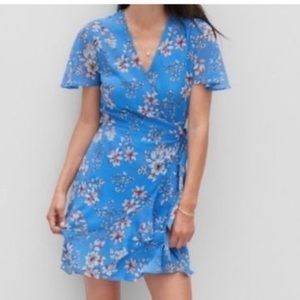 Banana Republic Blue Floral Wrap Dress